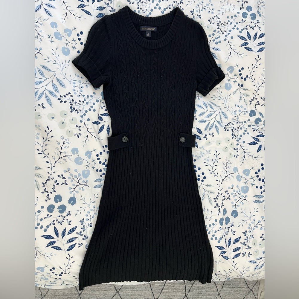 Banana Republic Luxury Cashmere Blend Black Sweater Dress Small